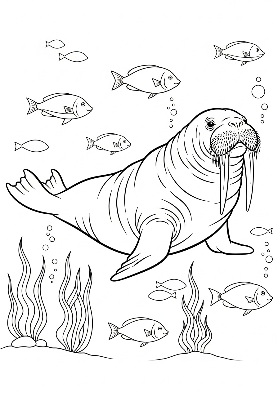 Walrus free coloring pages