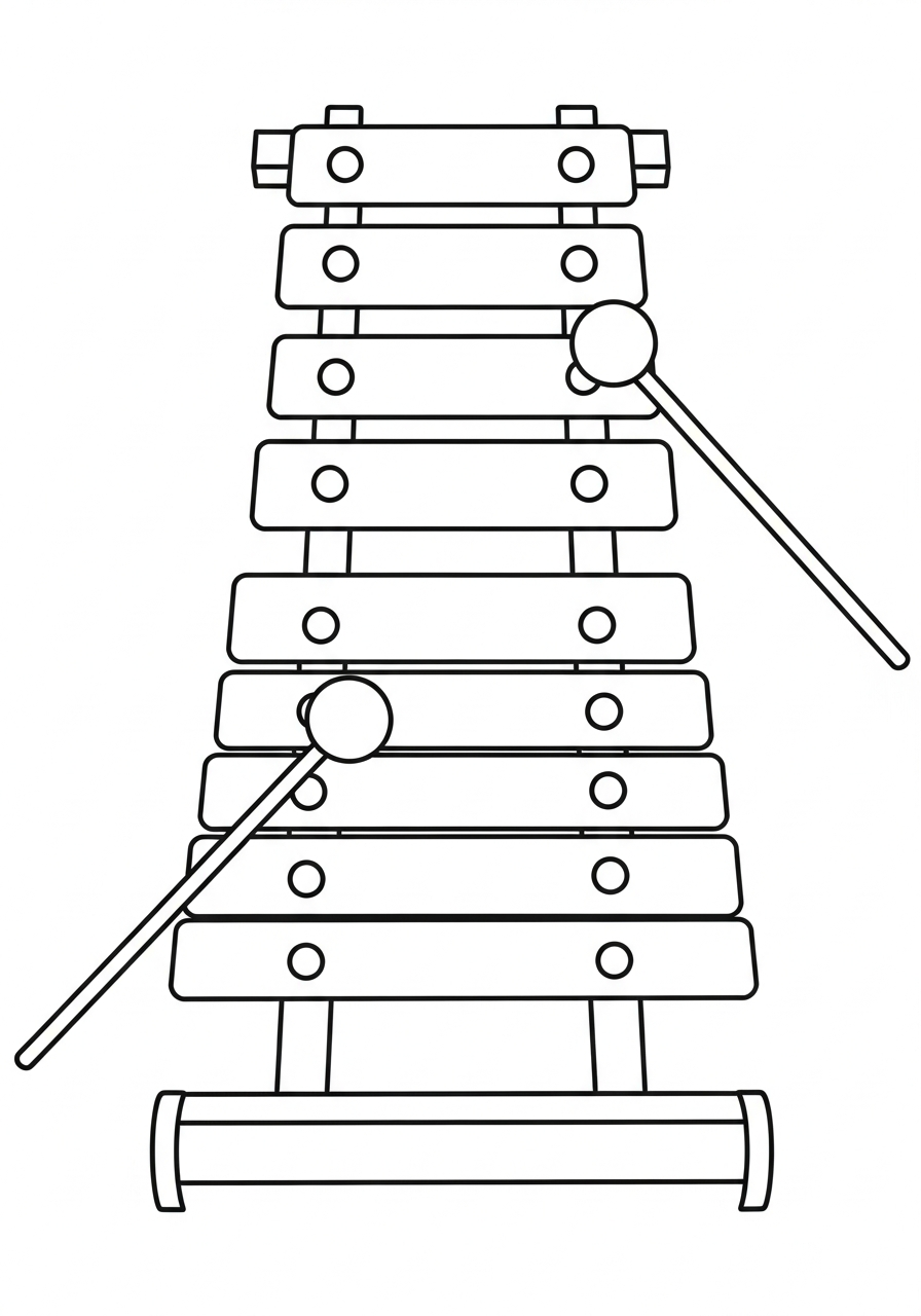 kawaii cute Xylophone coloring pages