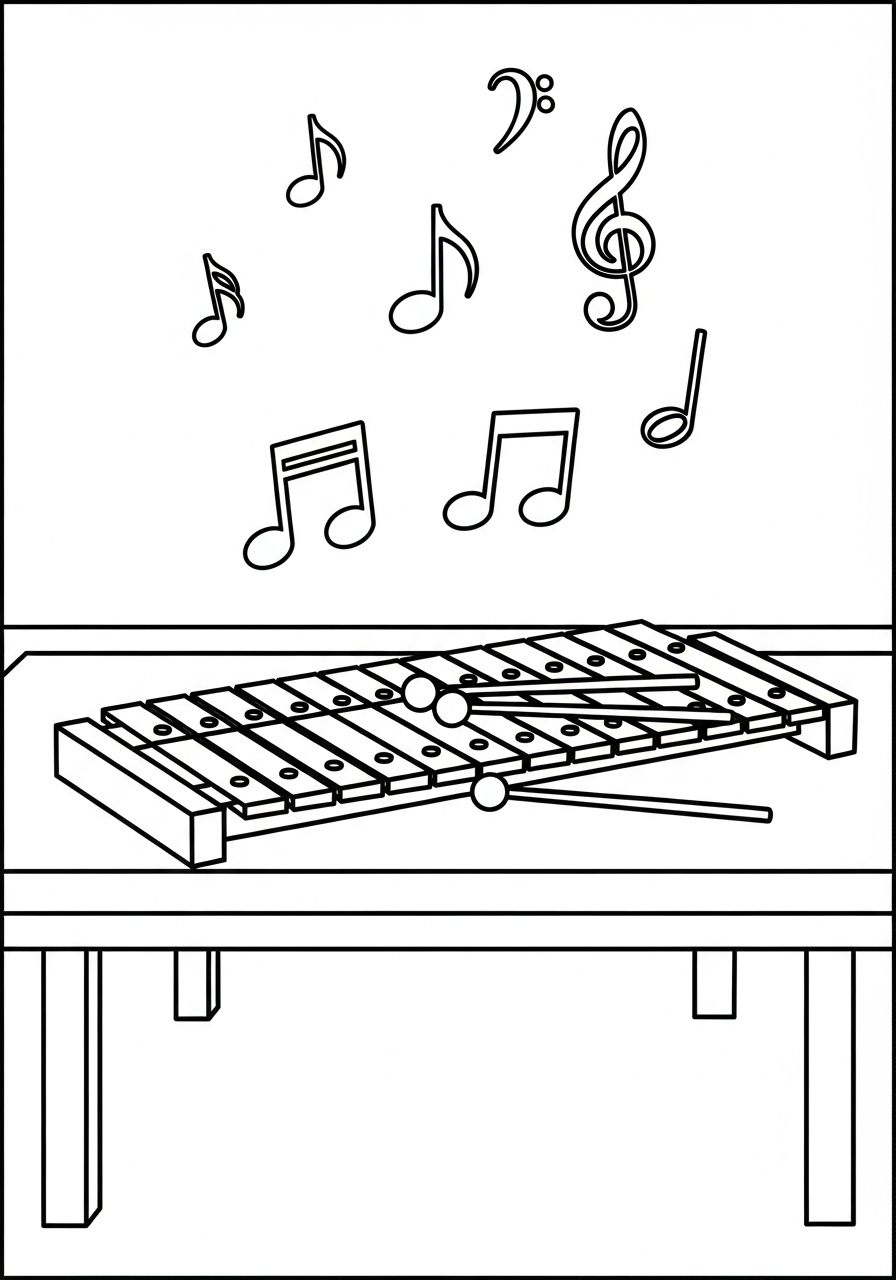 Xylophone coloring pages for kids