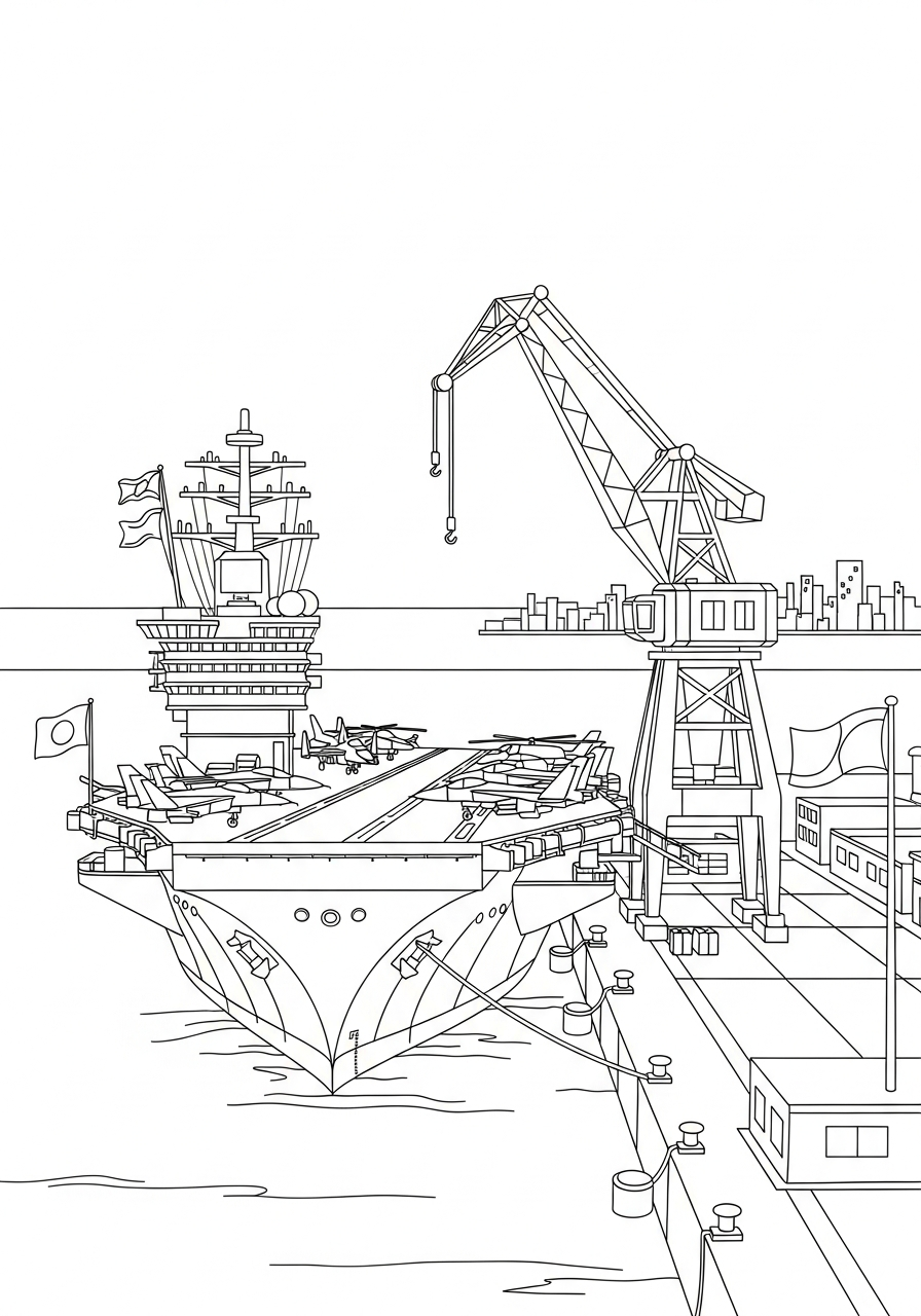 vintage Aircraft Carrier coloring pages