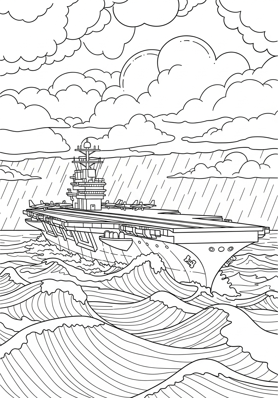 Aircraft Carrier cards coloring pages
