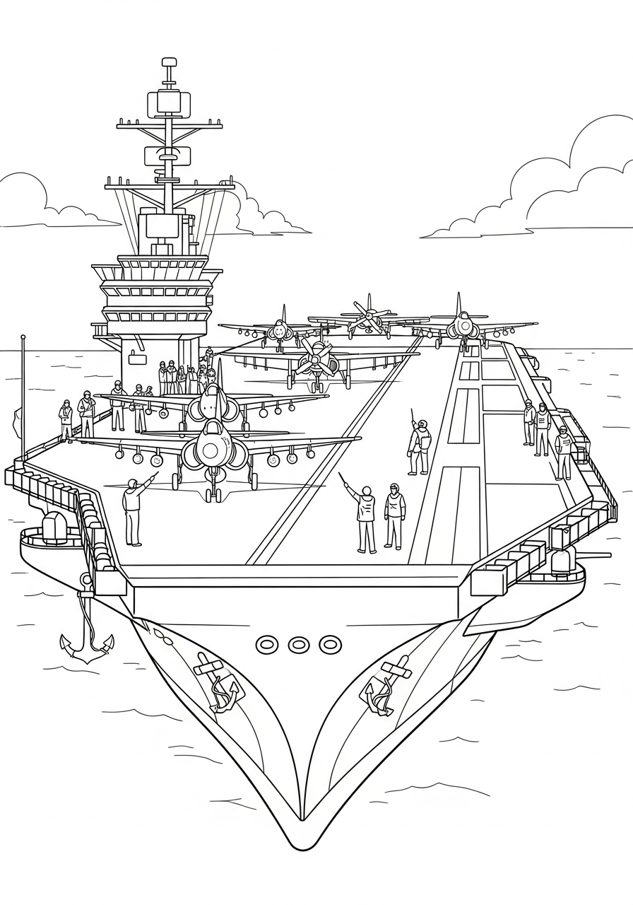 Aircraft Carrier coloring pages to print