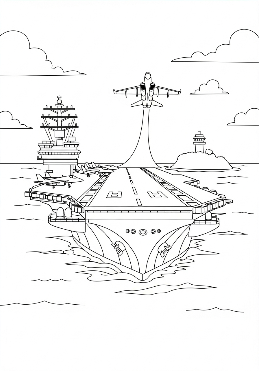 free Aircraft Carrier tree coloring pages