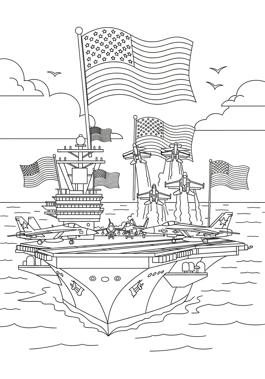 free Aircraft Carrier printable coloring pages