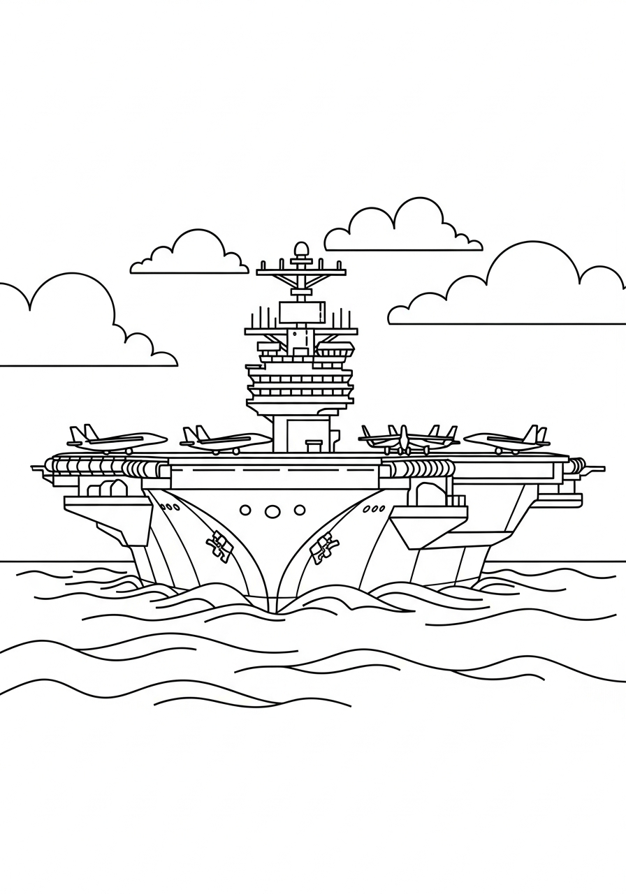 easy Aircraft Carrier coloring pages