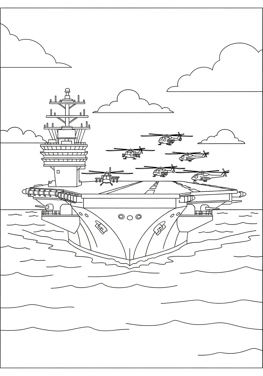 Aircraft Carrier coloring pages for adults