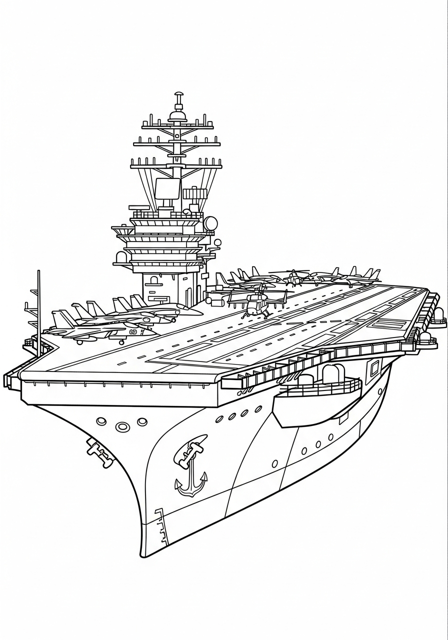 Aircraft Carrier coloring pages to print 1