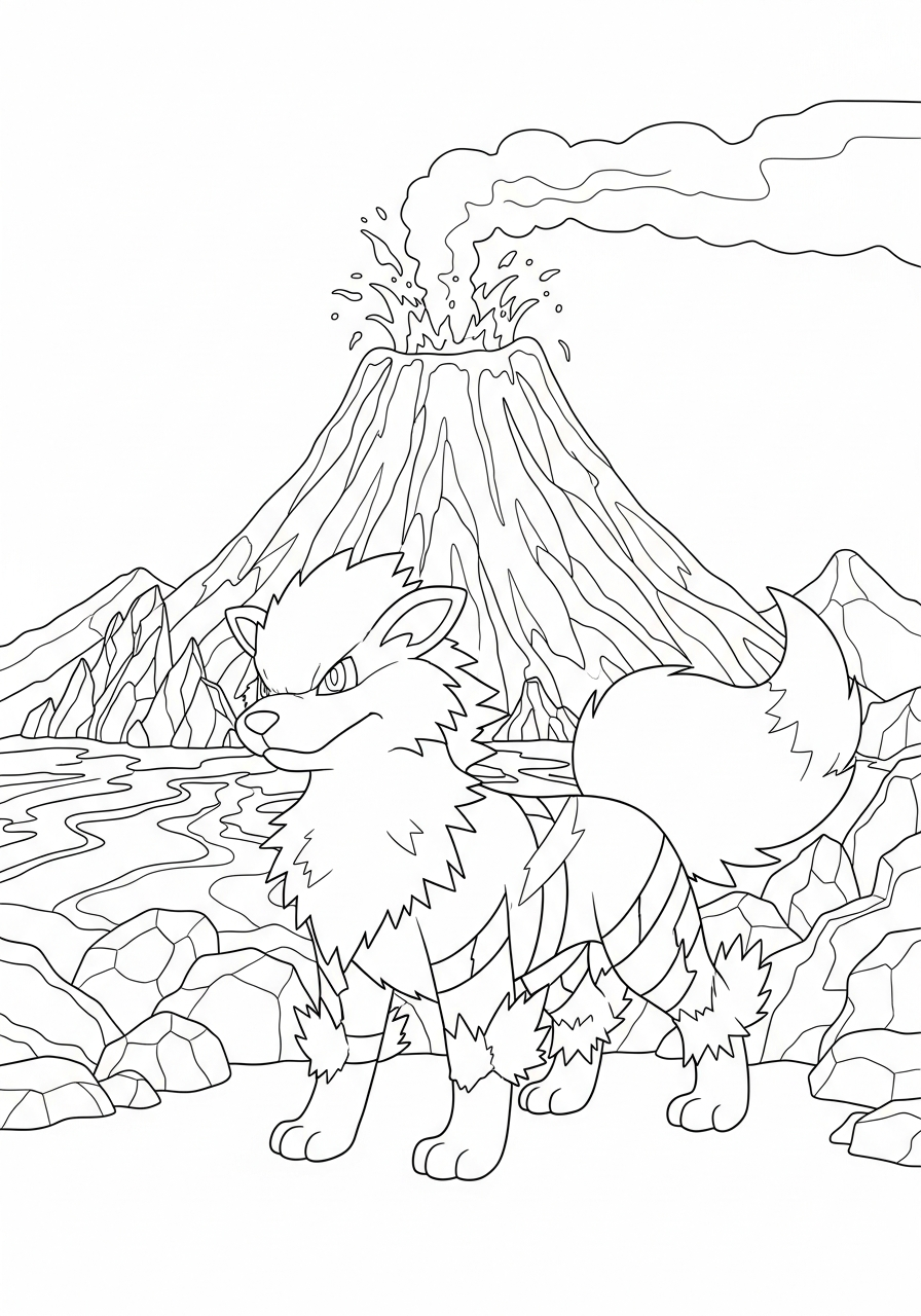 Arcanine coloring pages for kids