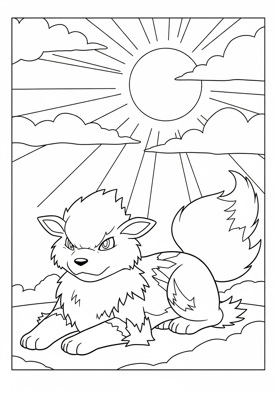 kawaii cute Arcanine coloring pages