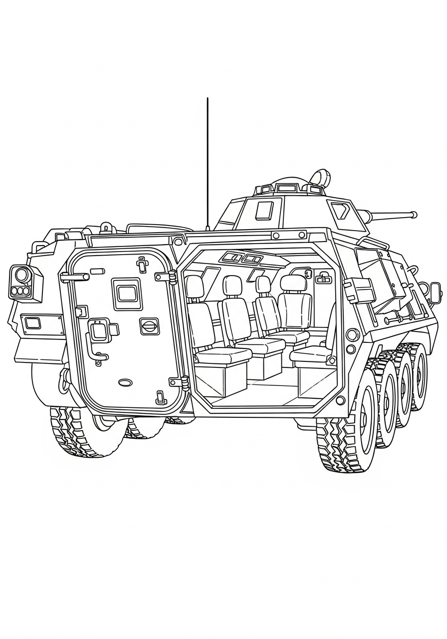Armored Personnel Carrier coloring pages easy