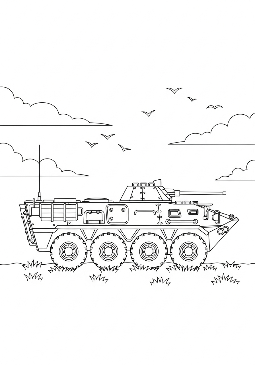 cute Armored Personnel Carrier coloring pages