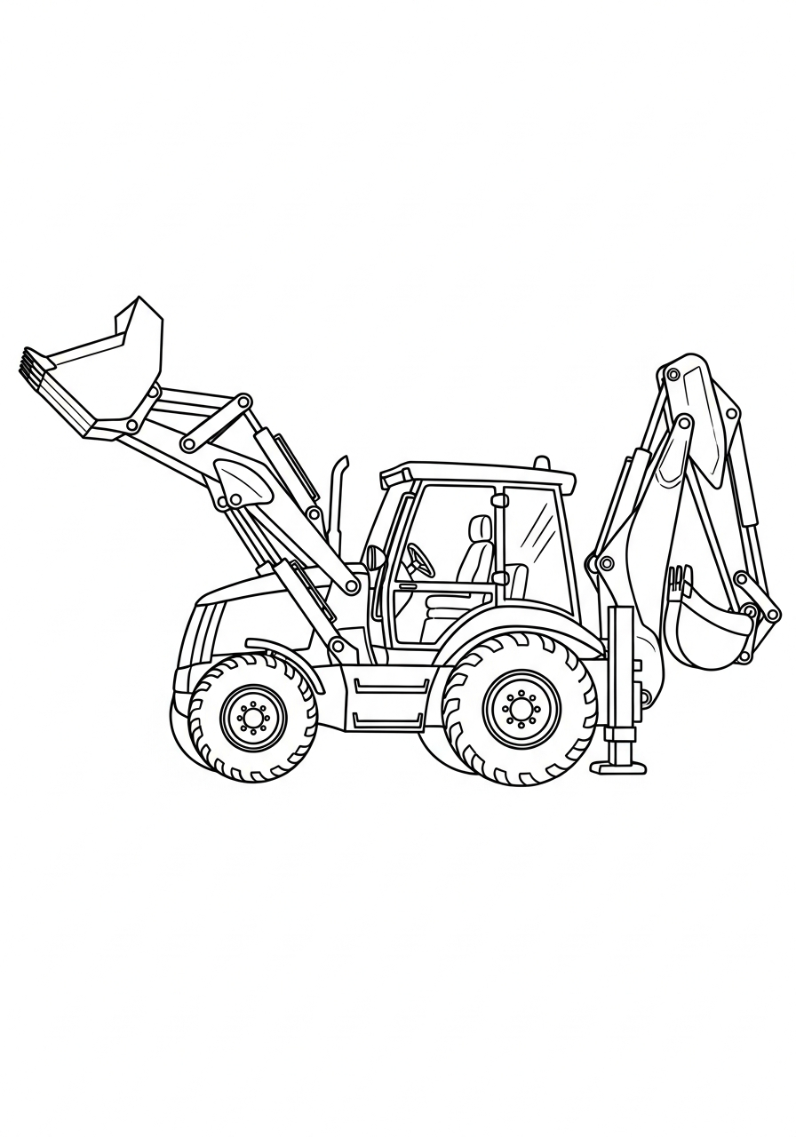 cute Backhoe Loader coloring pages