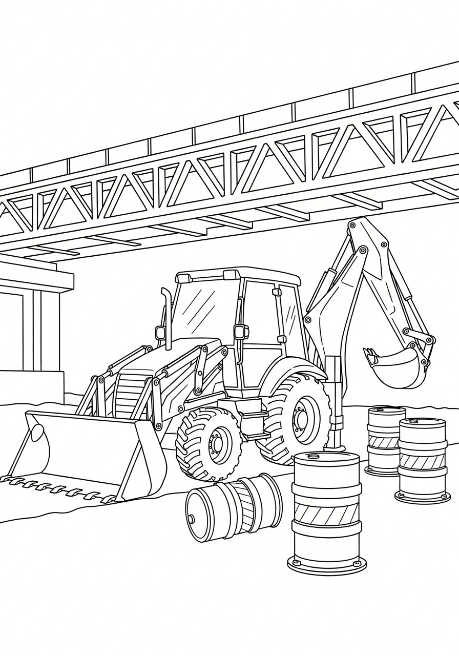 Backhoe Loader free coloring pages 1