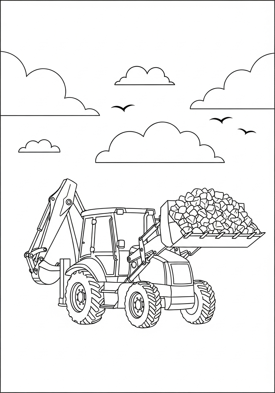 free printable Backhoe Loader coloring pages for adults