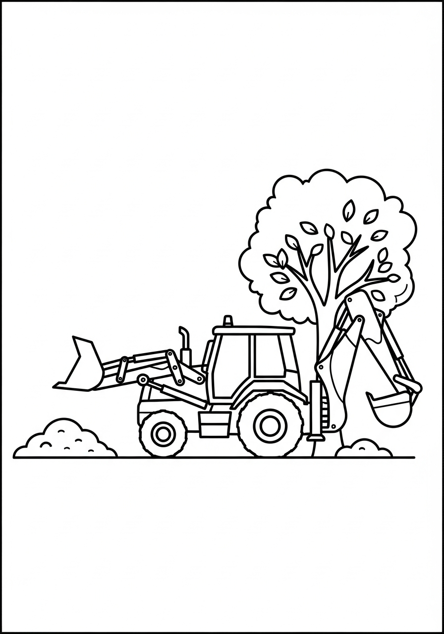 free Backhoe Loader coloring pages for kids