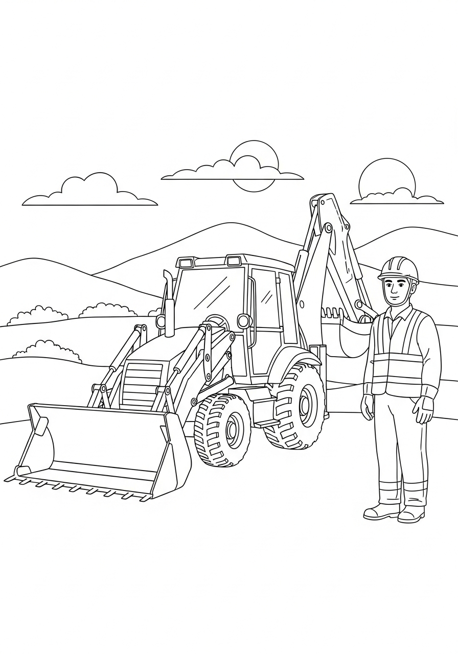 easy Backhoe Loader coloring pages