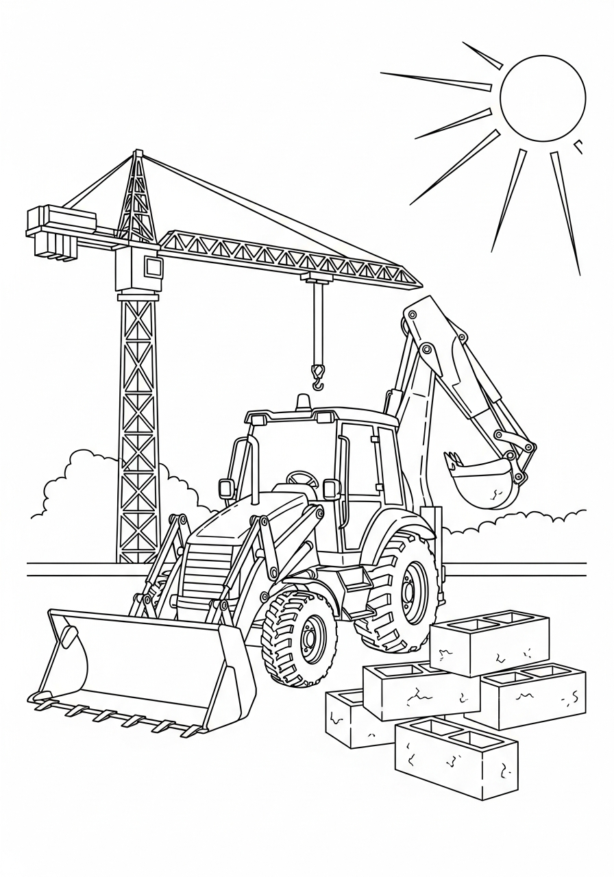 free Backhoe Loader coloring pages pdf