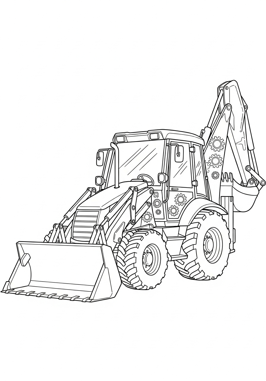 coloring pages printable Backhoe Loader