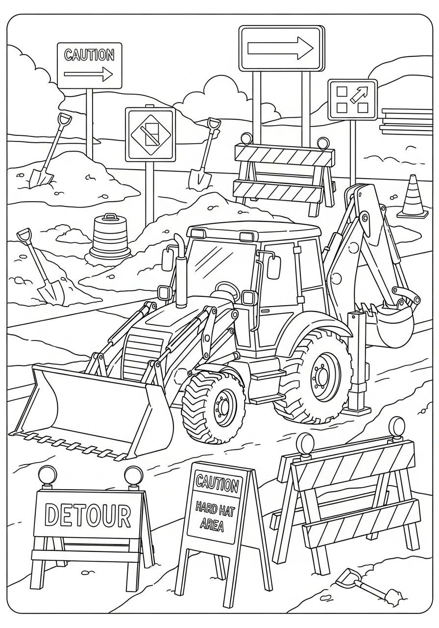 cute coloring pages Backhoe Loader