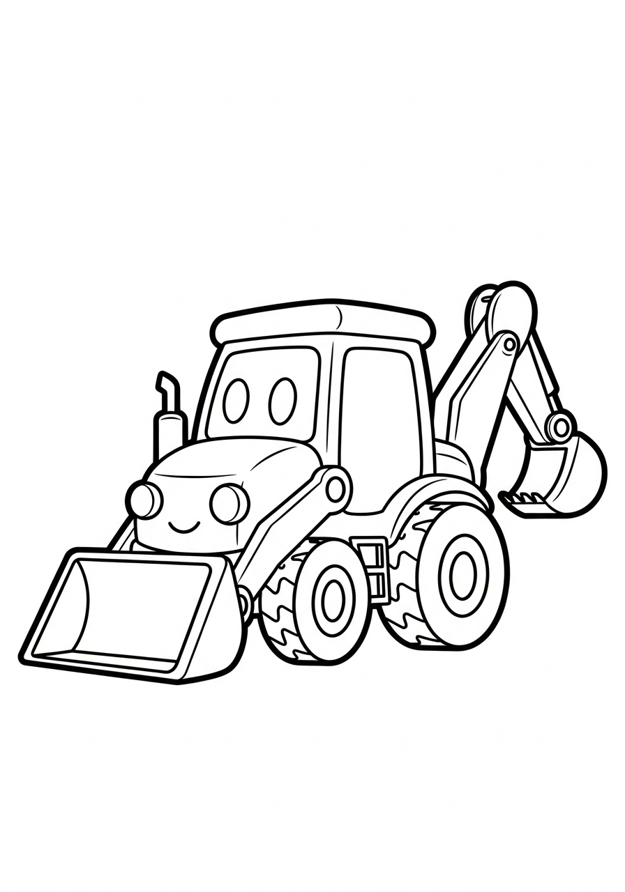 free Backhoe Loader coloring pages for kids 1