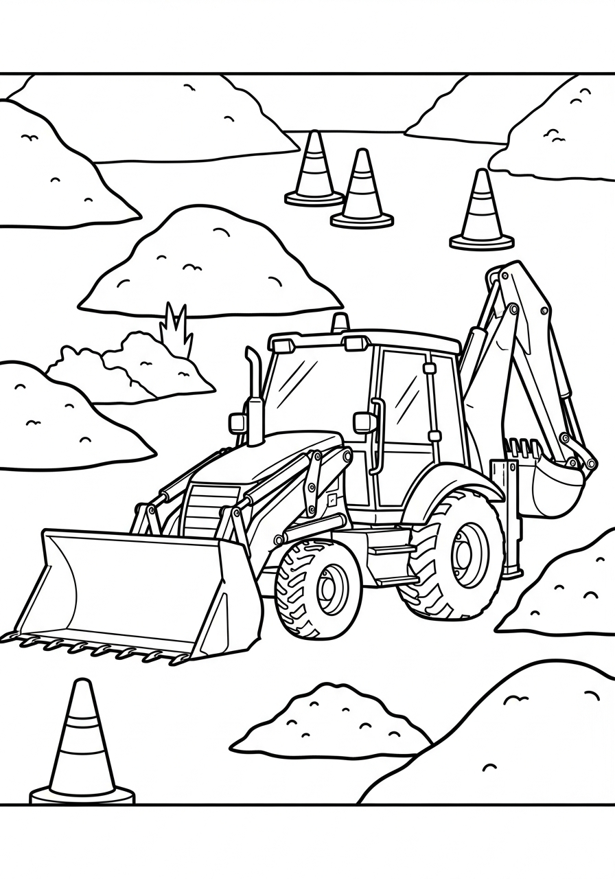 Backhoe Loader free coloring pages