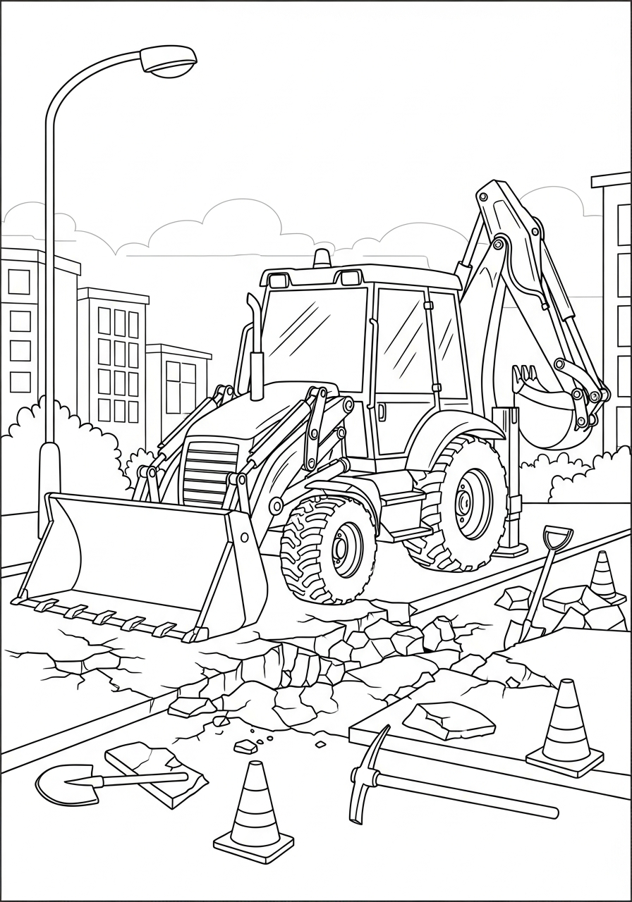 Backhoe Loader printable coloring pages