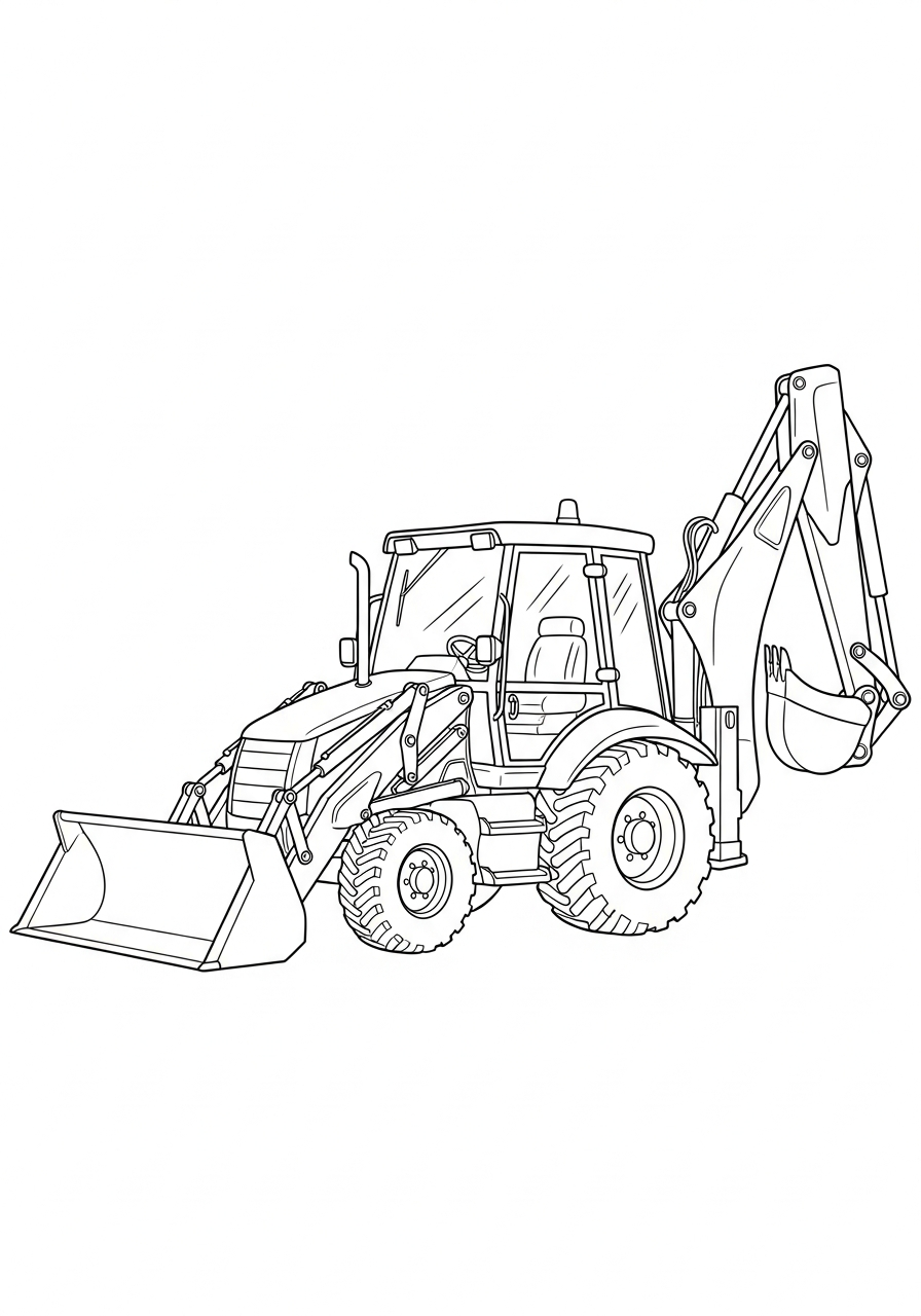 Backhoe Loader coloring pages for preschoolers