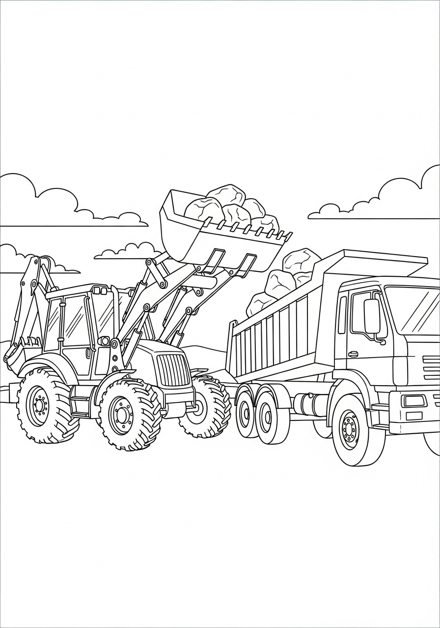 grinch cute Backhoe Loader coloring pages