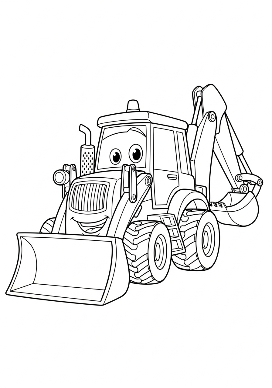 Backhoe Loader themed coloring pages