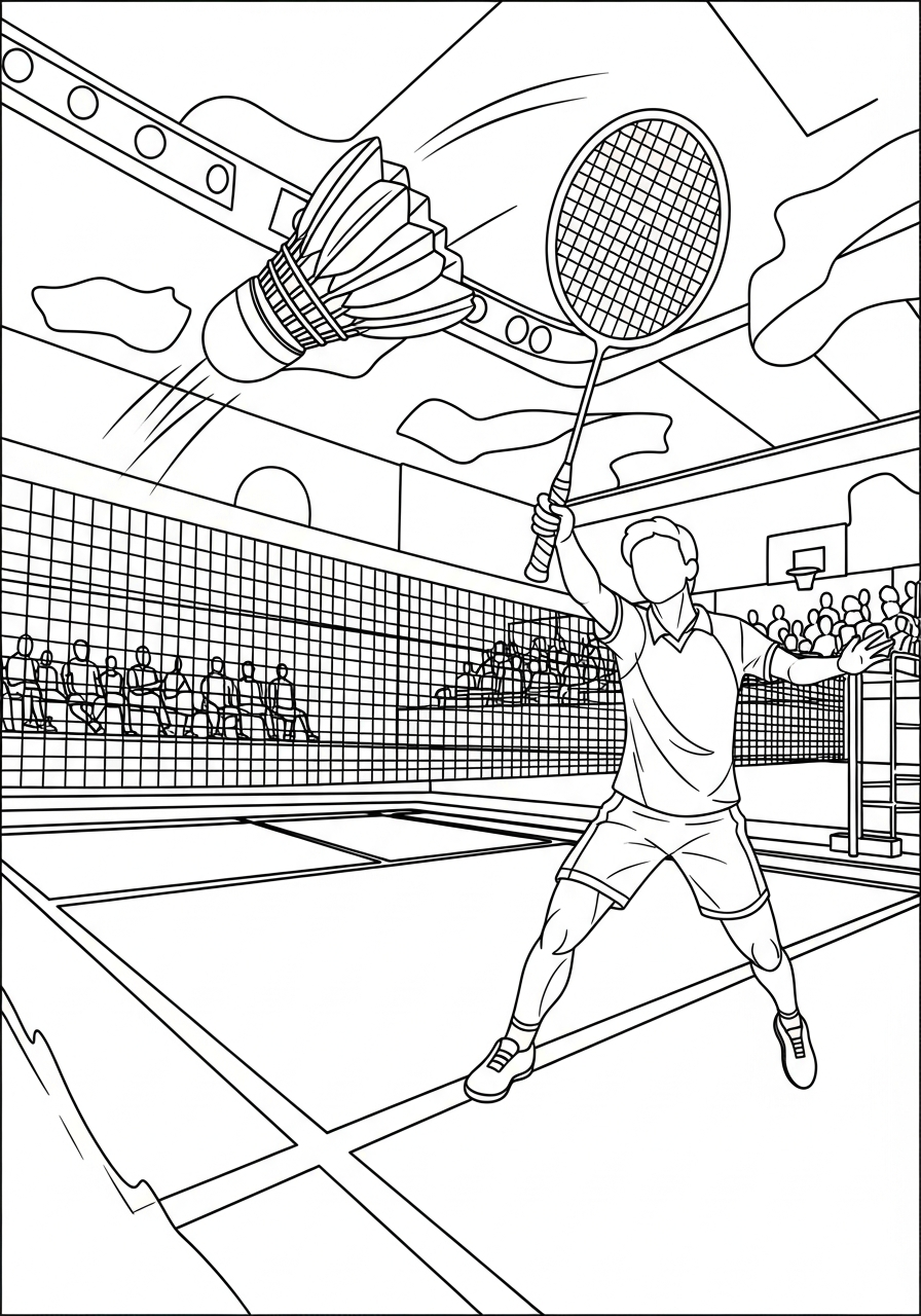 free Badminton coloring pages for adults