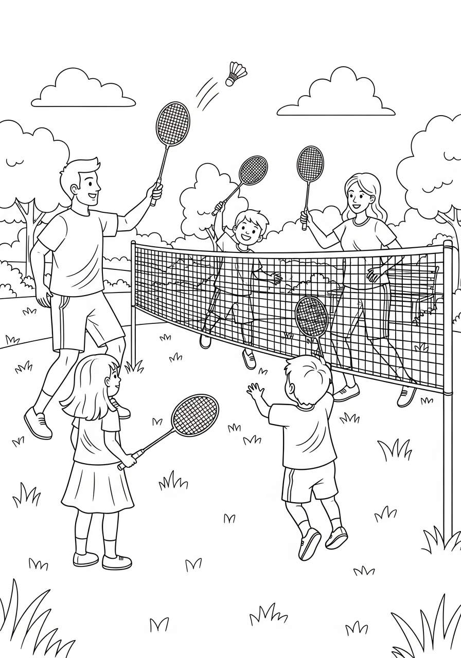 printable coloring pages Badminton 1