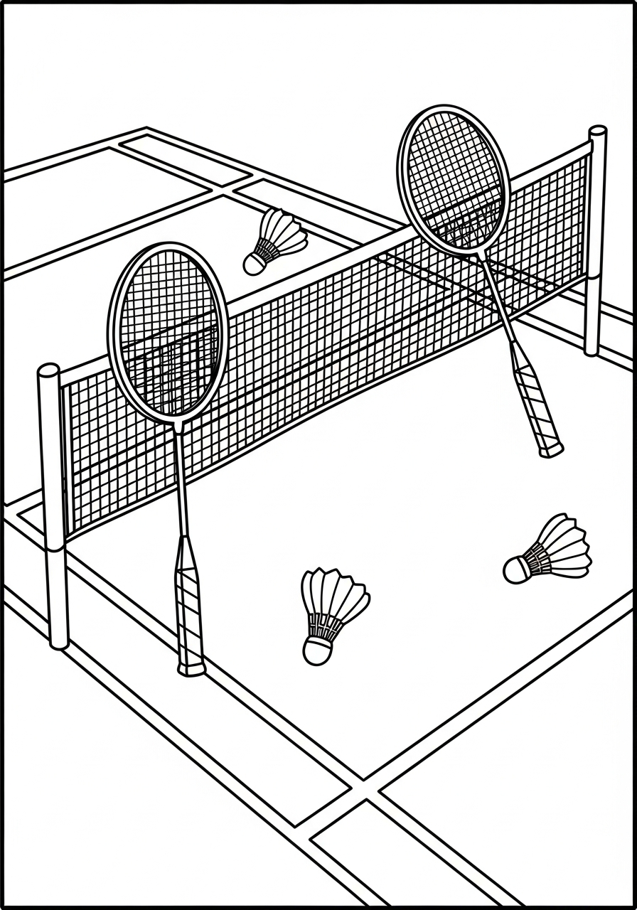 Badminton coloring book pages