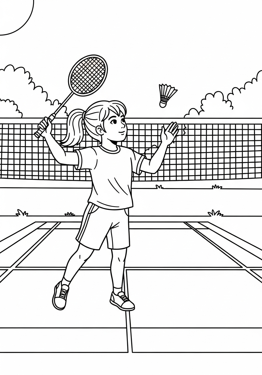 free Badminton coloring pages for adults 1