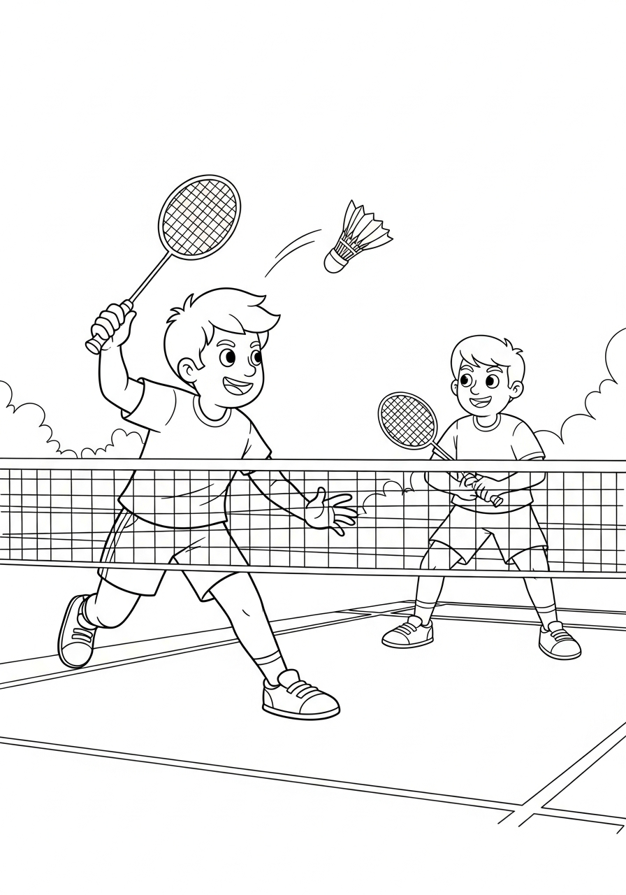 cute Badminton coloring pages