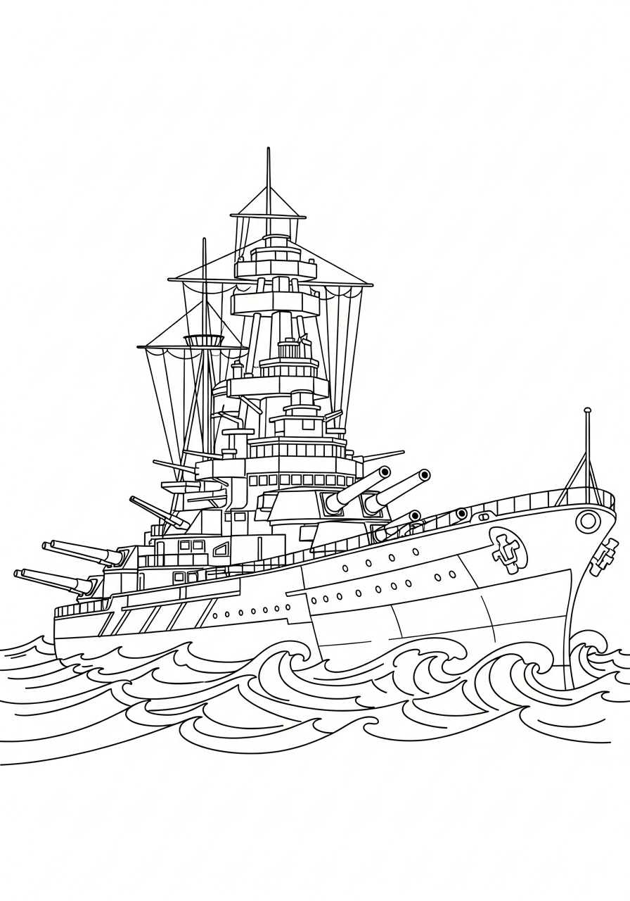 vintage Battleship coloring pages
