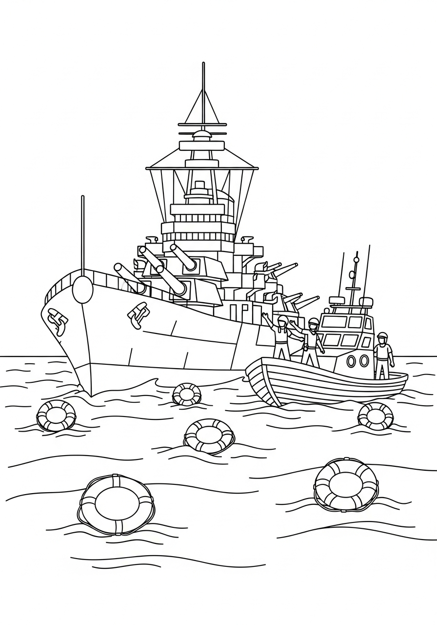 coloring pages for kids Battleship 1
