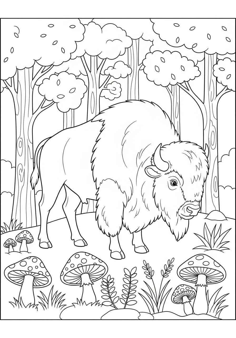 Bison Coloring Pages 15 kawaii cute Bison coloring pages