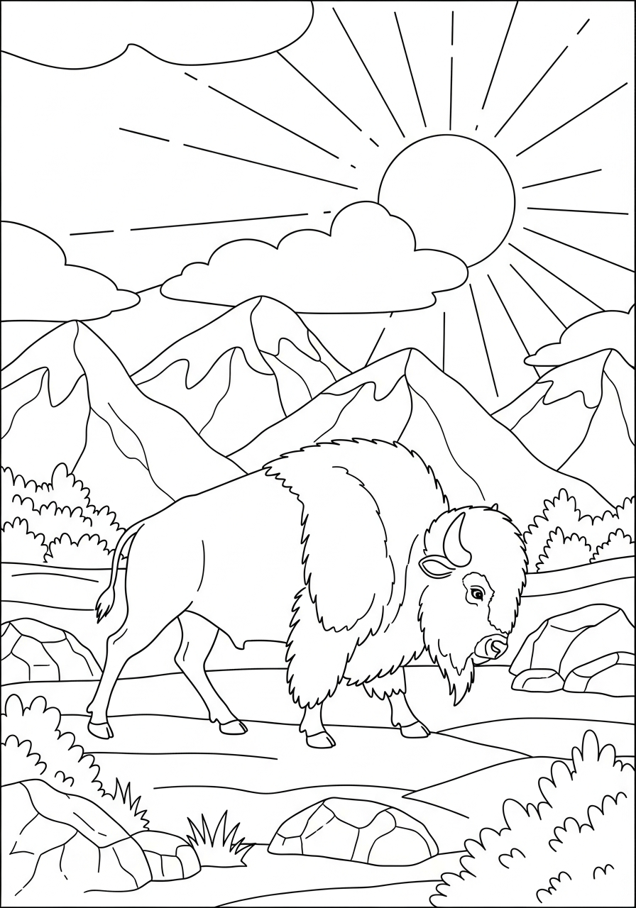 Bison Coloring Pages 2 detailed Bison coloring pages for adults