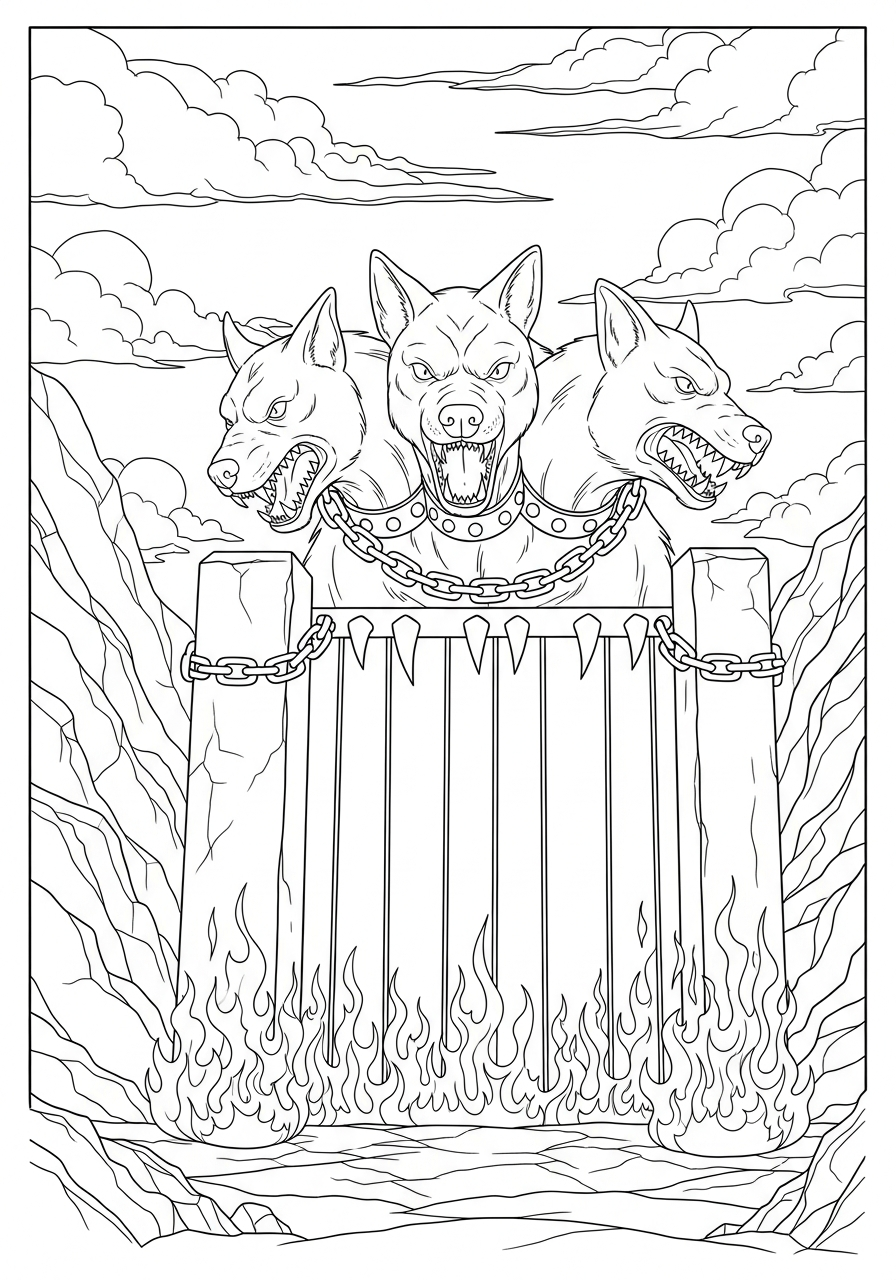 printable Cerberus coloring pages