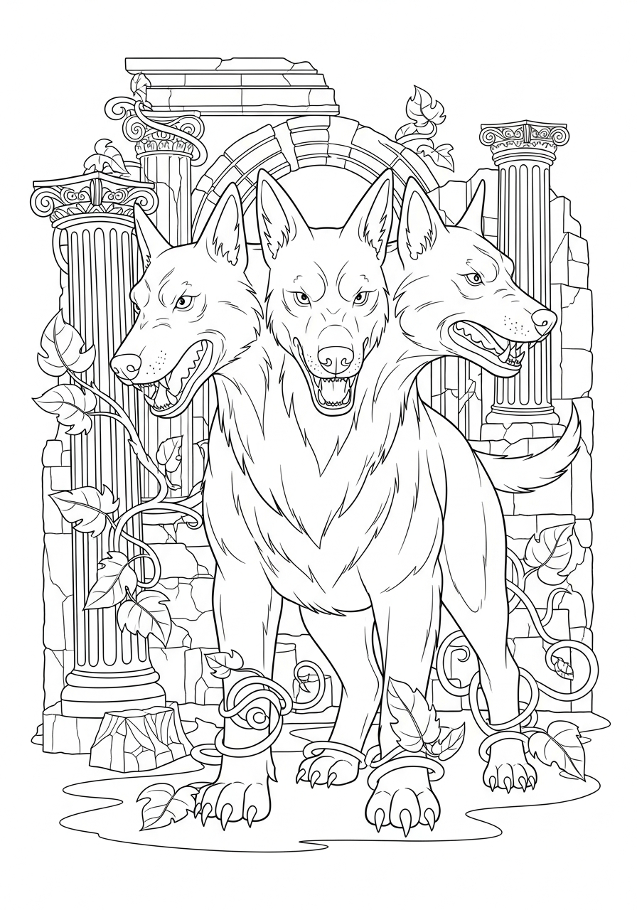 printable Cerberus coloring pages 1