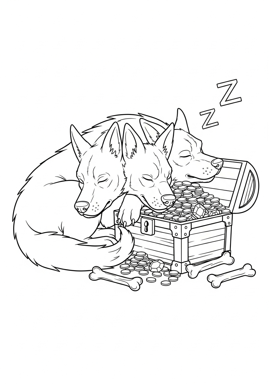 detailed Cerberus coloring pages