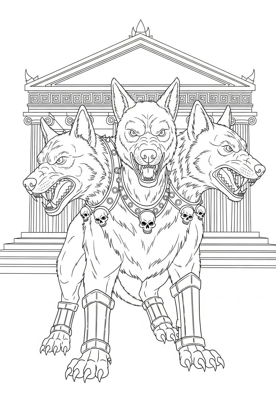merry Cerberus coloring pages 2