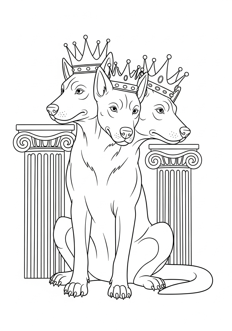 Cerberus coloring pages easy
