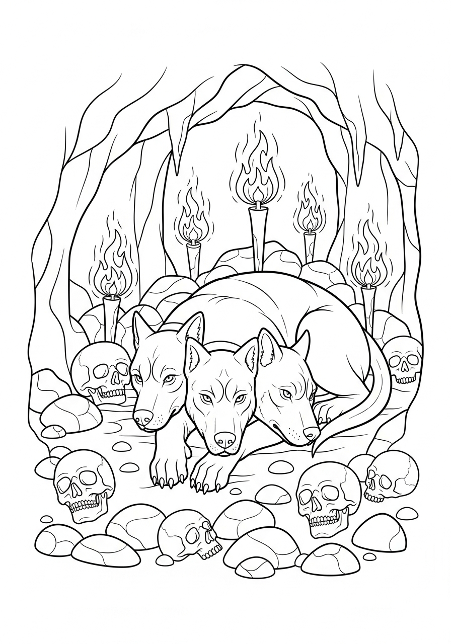 free printable Cerberus coloring pages for adults