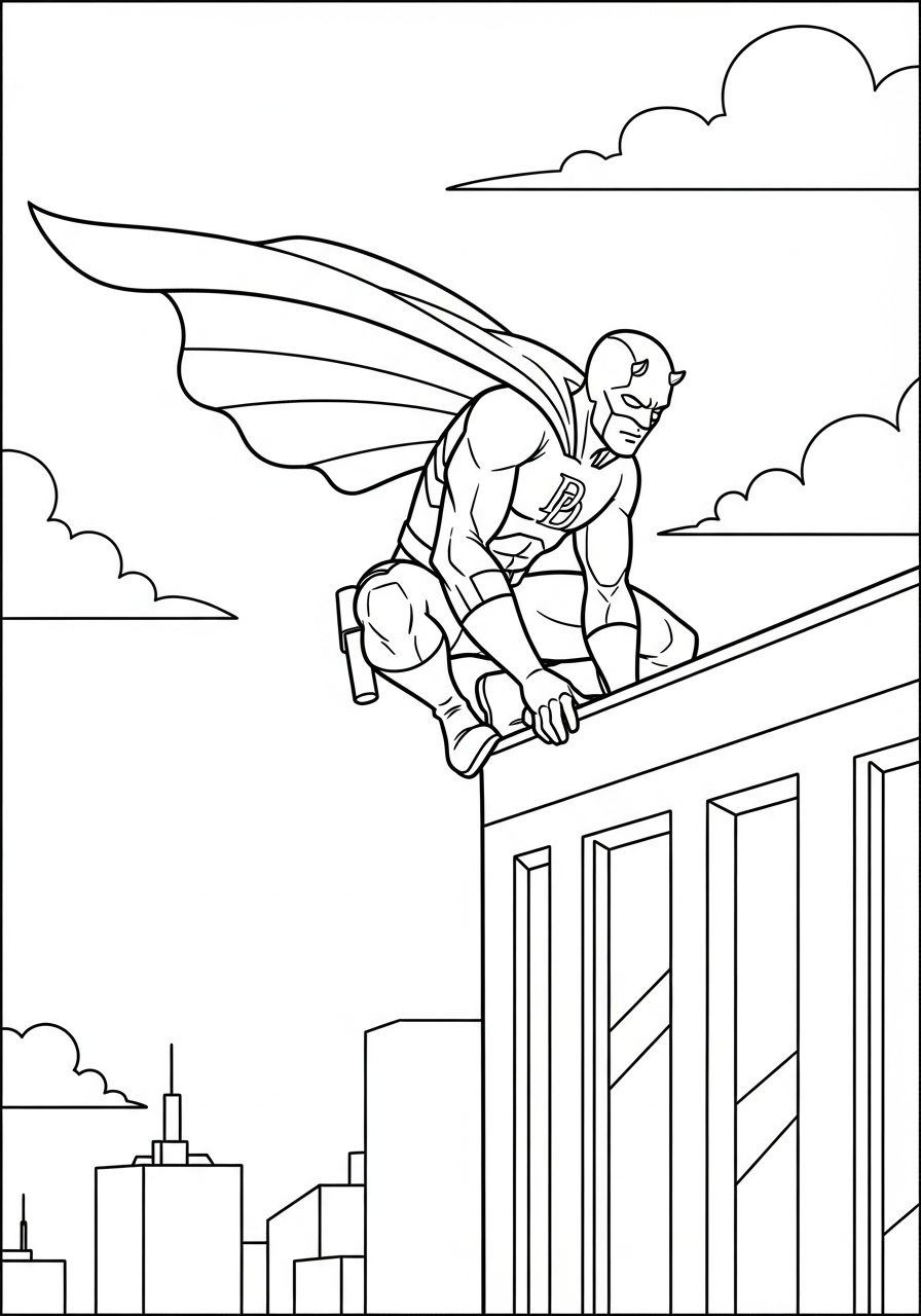 easy cute Daredevil coloring pages