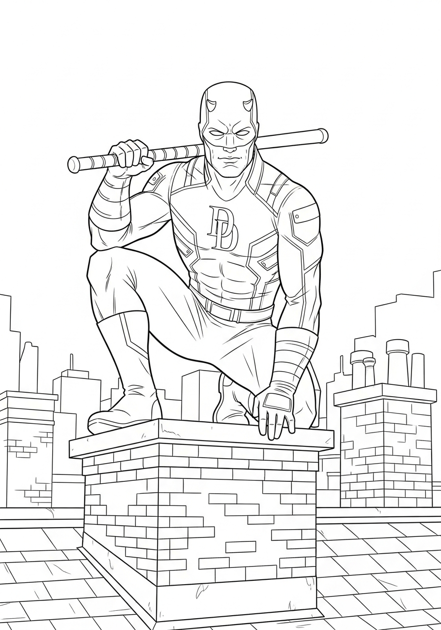 easy cute Daredevil coloring pages 1