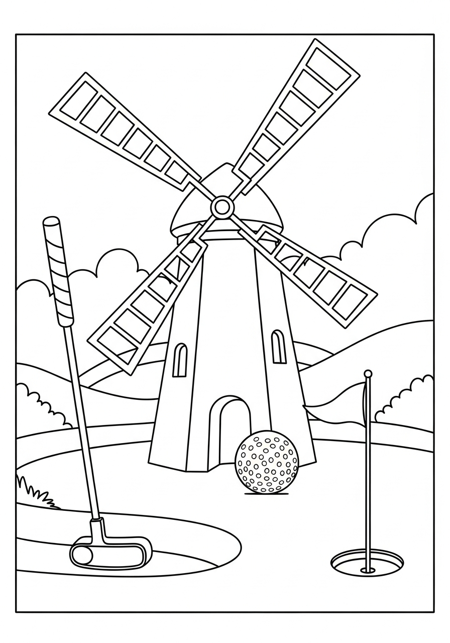 easy cute Golf coloring pages