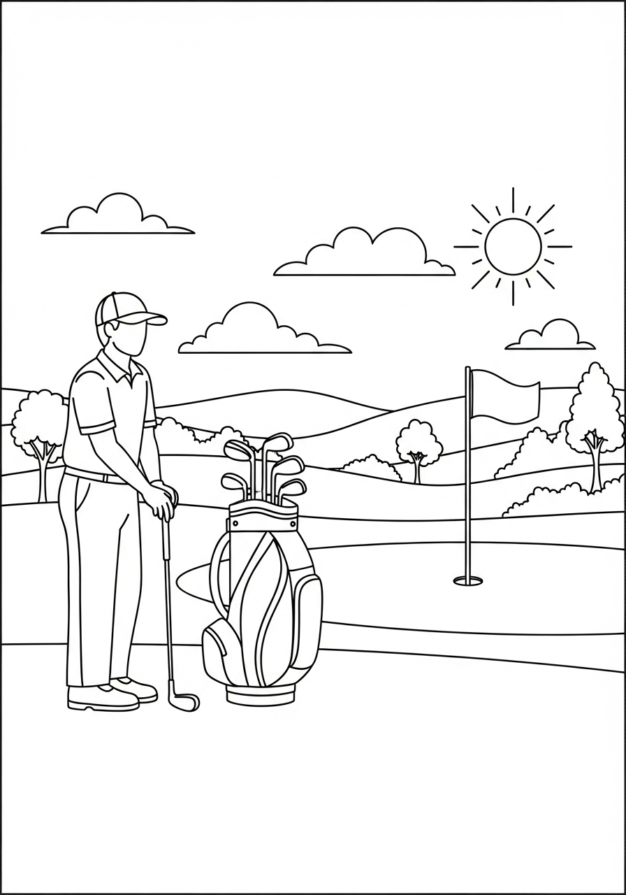 free Golf coloring pages 1