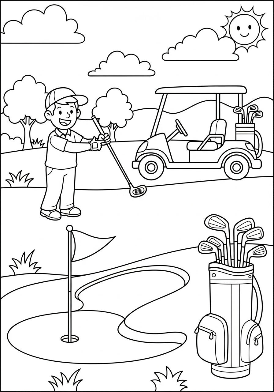Golf coloring book pages