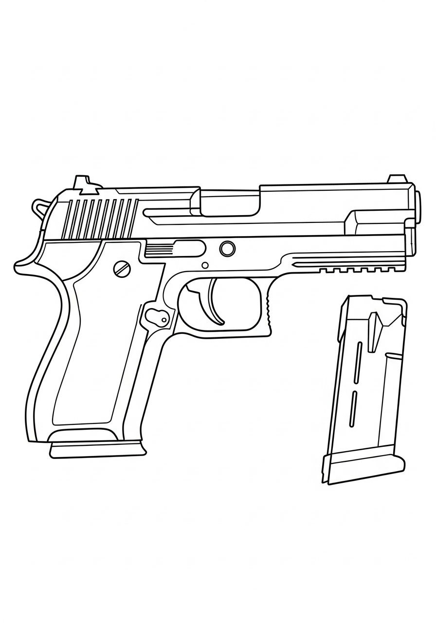 detailed Gun coloring pages 1